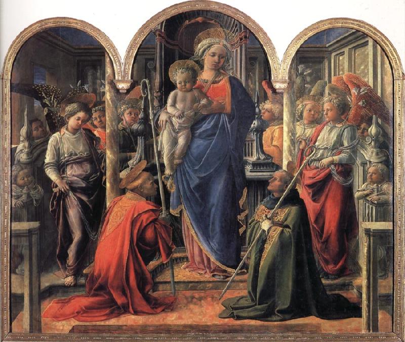 Fra Filippo Lippi Madonna and Child with Angels,St Frediano and St Augustine oil painting image